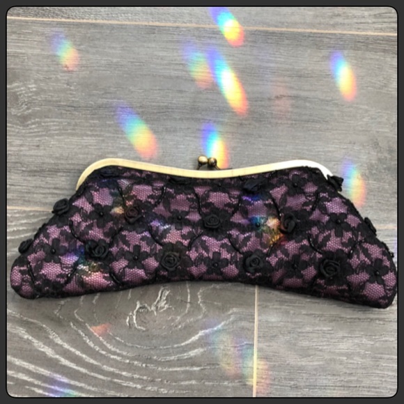 Violet with Black Lace Clutch or Shoulder Bag - Picture 2 of 5